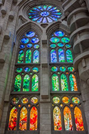 Gaudi Stained Glass, Barcelona Spain - 185